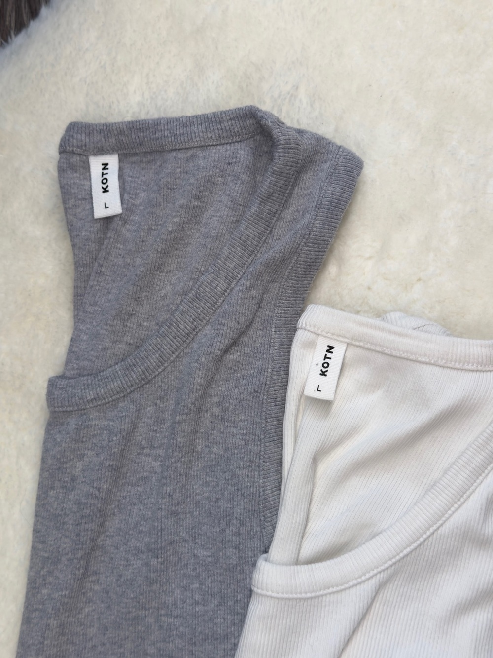 MENS KOTN Ribbed Tank Tops - Gray & White 2 Pack - Large